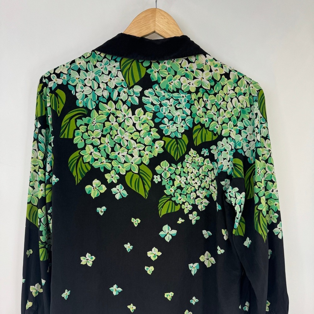 Vintage Bob Mackie Wearable Art Silk Blouse Black Green Beaded Sequin Small - Picture 10 of 16